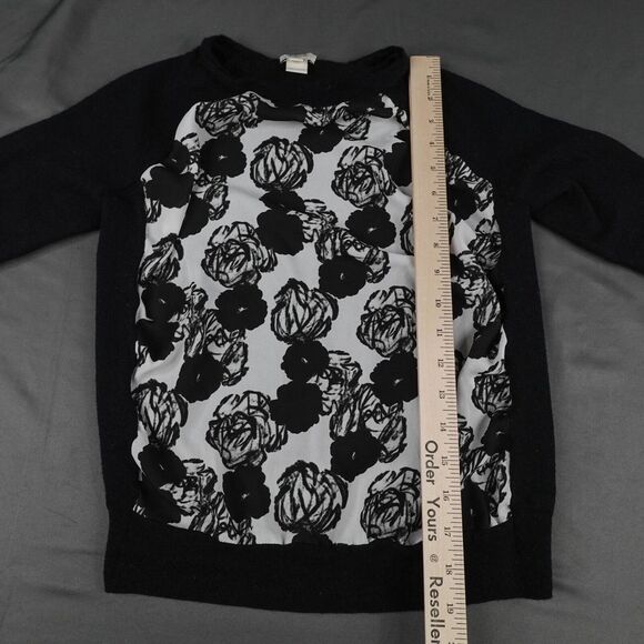 J Crew Womens Sweater XS Black Floral Sheer Y2K Retro Preppy Timeless Indie Twee - Picture 9 of 10